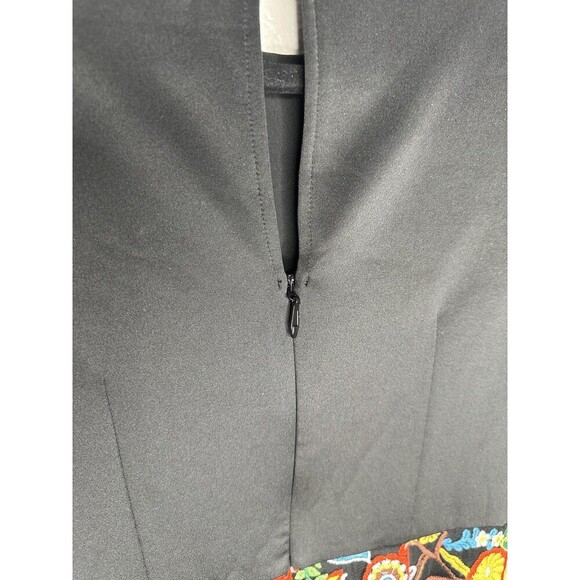 New York & Company Dress Womens 4 Black Floral Embroidered Sheath Short Sleeve - Picture 7 of 8